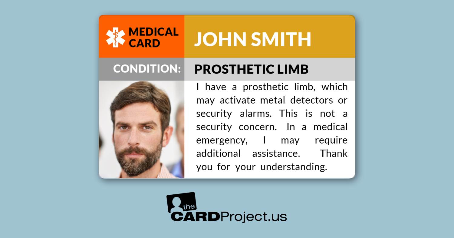 Prosthetic Limb Photo ID Card (FRONT)